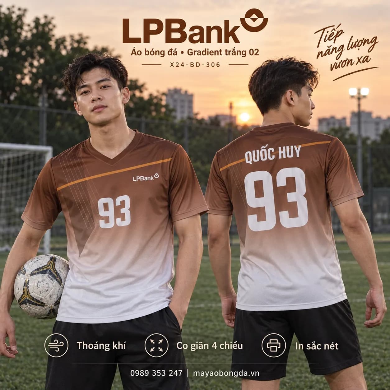 Áo bóng đá X24Sport LPBank gradient trắng 02