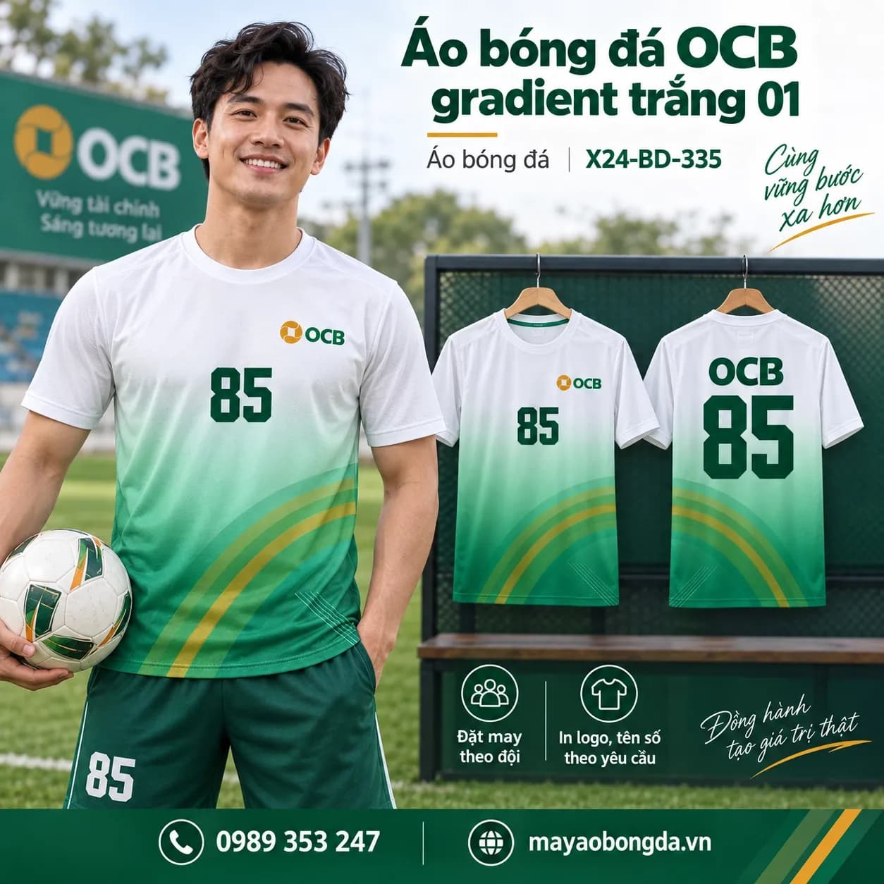 Áo bóng đá X24Sport OCB gradient trắng 01
