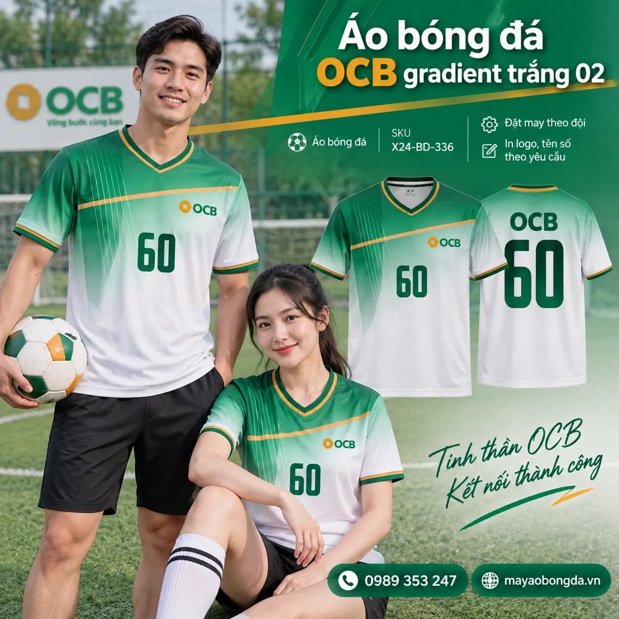 Áo bóng đá X24Sport OCB gradient trắng 02