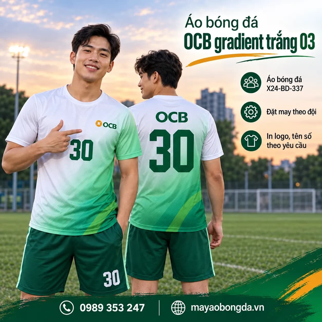 Áo bóng đá X24Sport OCB gradient trắng 03