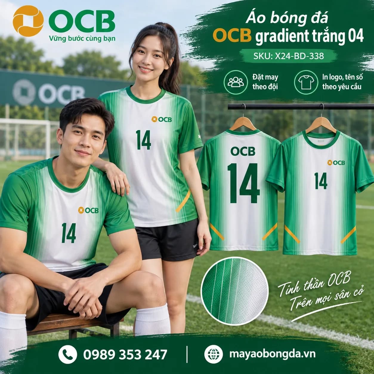 Áo bóng đá X24Sport OCB gradient trắng 04