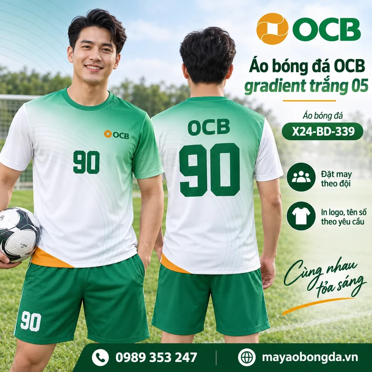 Áo bóng đá X24Sport OCB gradient trắng 05