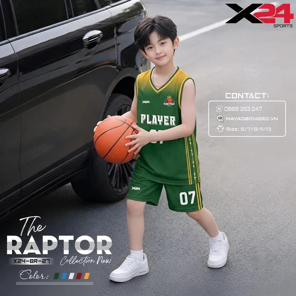 Mẫu áo bóng rổ trẻ em mẫu thiết kế riêng màu Đen tại X24 Sport