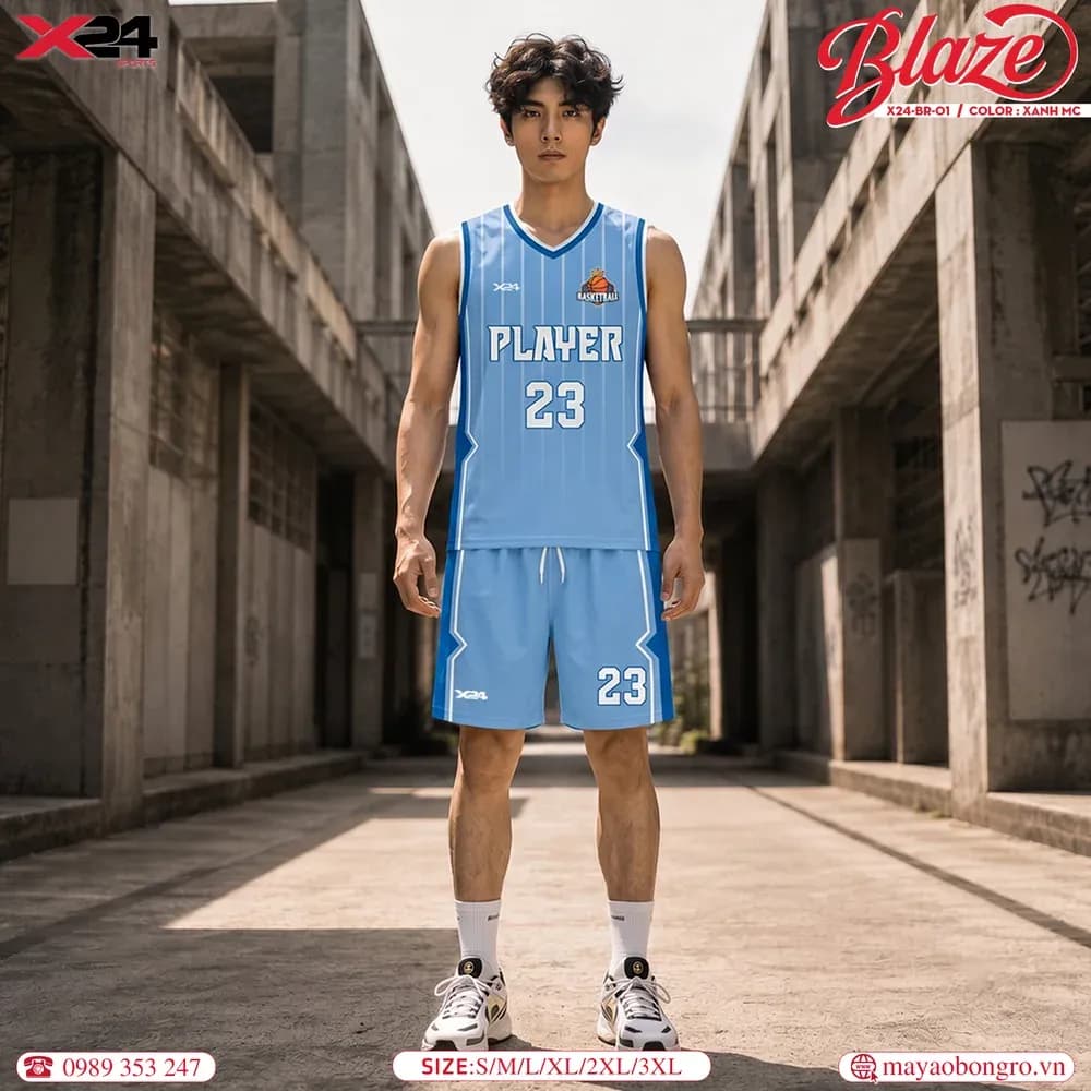 Mẫu áo bóng rổ X24-BR-01 màu Xanh dương tại X24 Sport