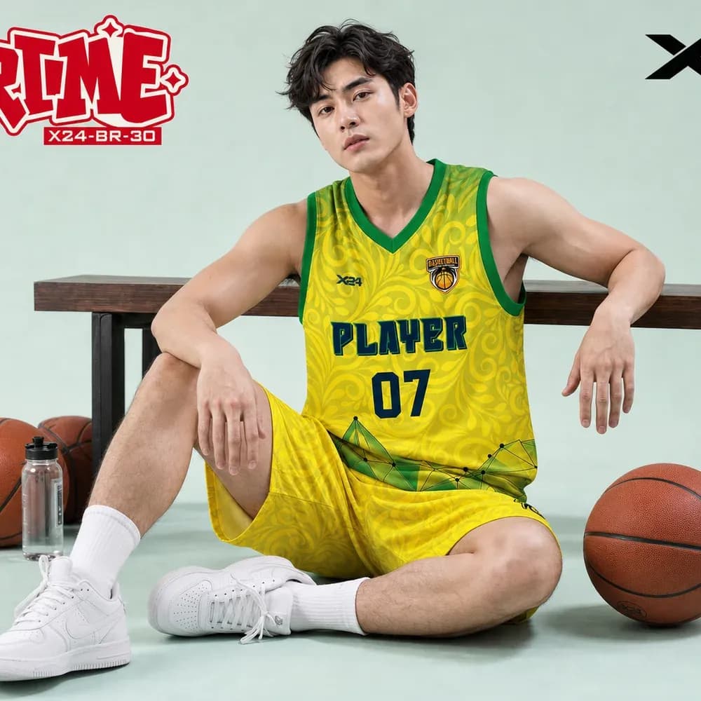 Mẫu áo bóng rổ mẫu thiết kế riêng màu Vàng tại X24 Sport