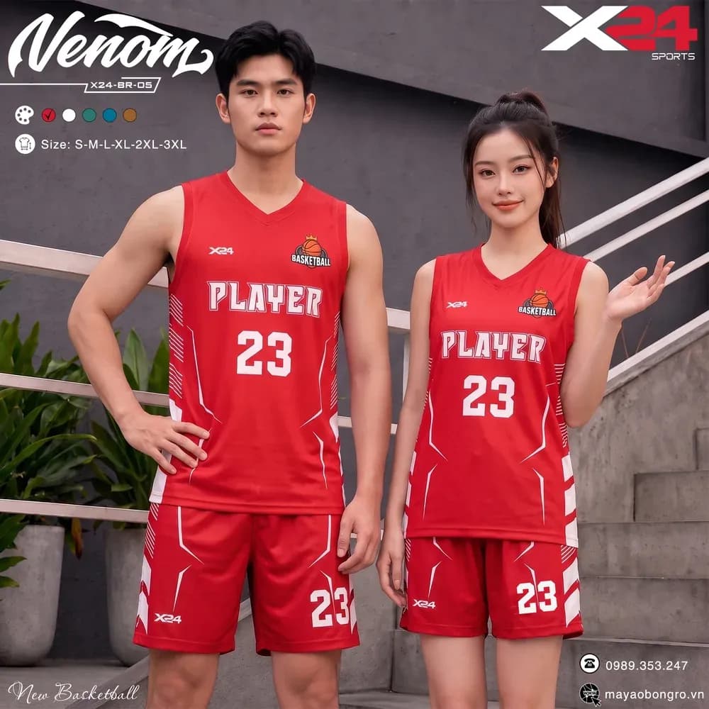 Mẫu áo bóng rổ X24-BR-05 màu Đỏ tại X24 Sport