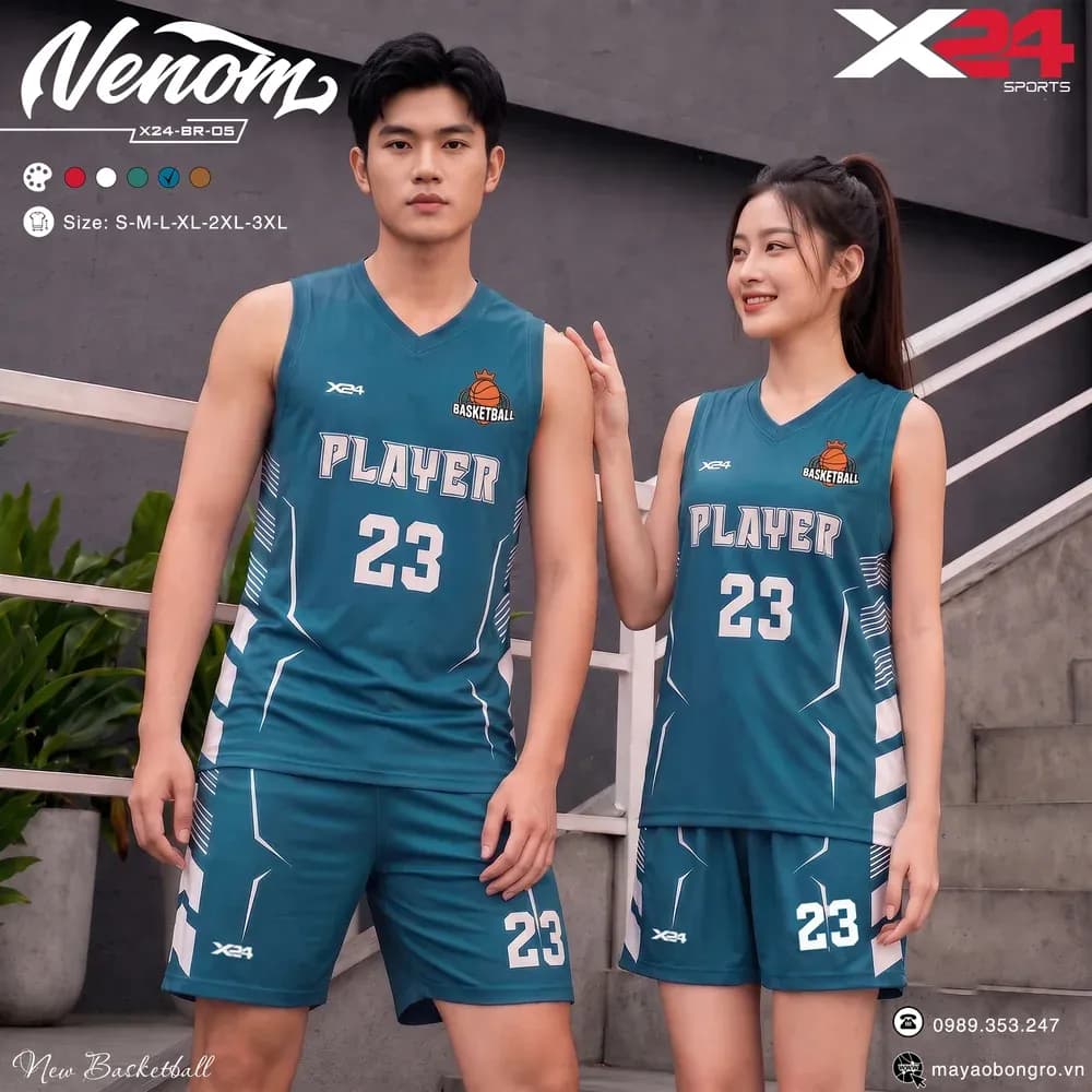 Mẫu áo bóng rổ X24-BR-05 màu Xanh lá tại X24 Sport