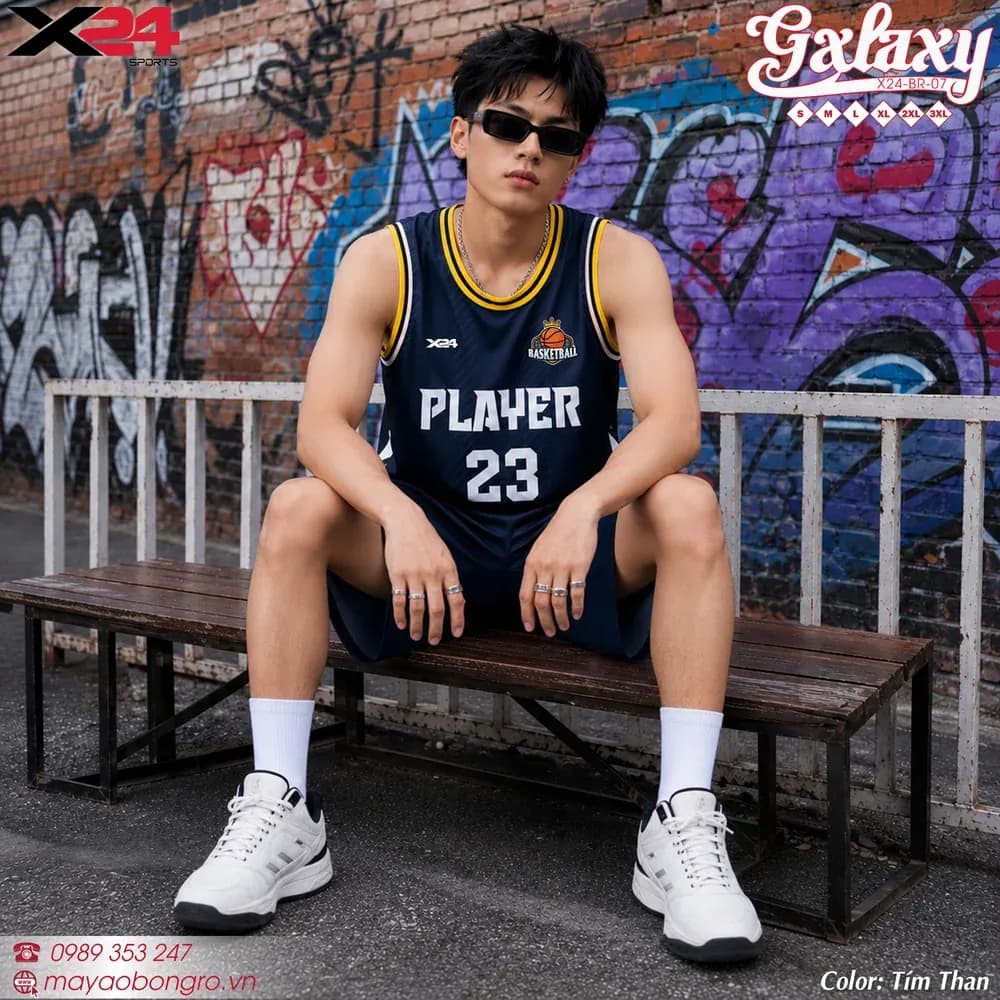 Mẫu áo bóng rổ X24-BR-07 màu Tím than tại X24 Sport