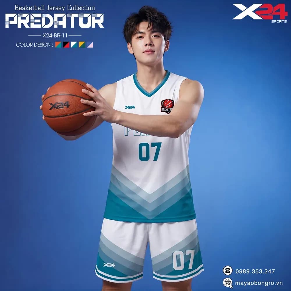 Mẫu áo bóng rổ X24-BR-11 màu Trắng tại X24 Sport