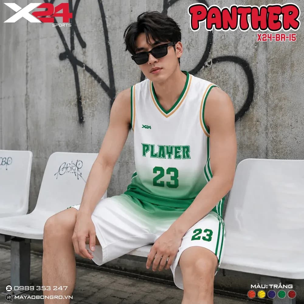 Mẫu áo bóng rổ X24-BR-15 màu Trắng tại X24 Sport