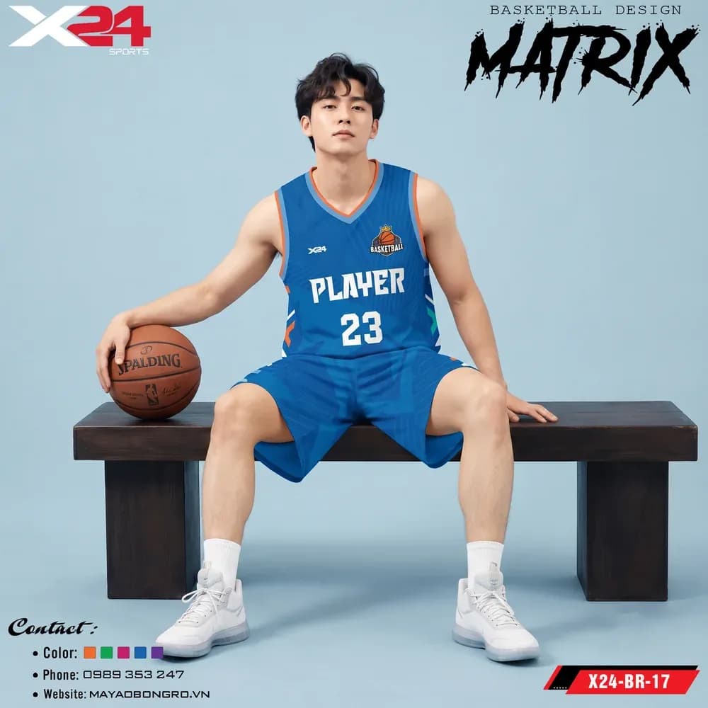 Mẫu áo bóng rổ X24-BR-17 màu Xanh bích tại X24 Sport