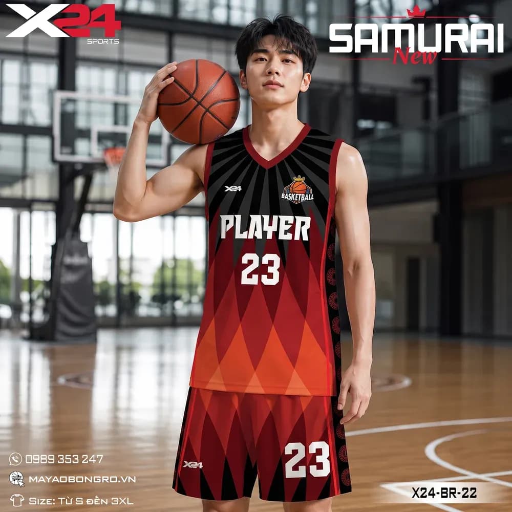 Mẫu áo bóng rổ X24-BR-22 màu Đỏ tại X24 Sport