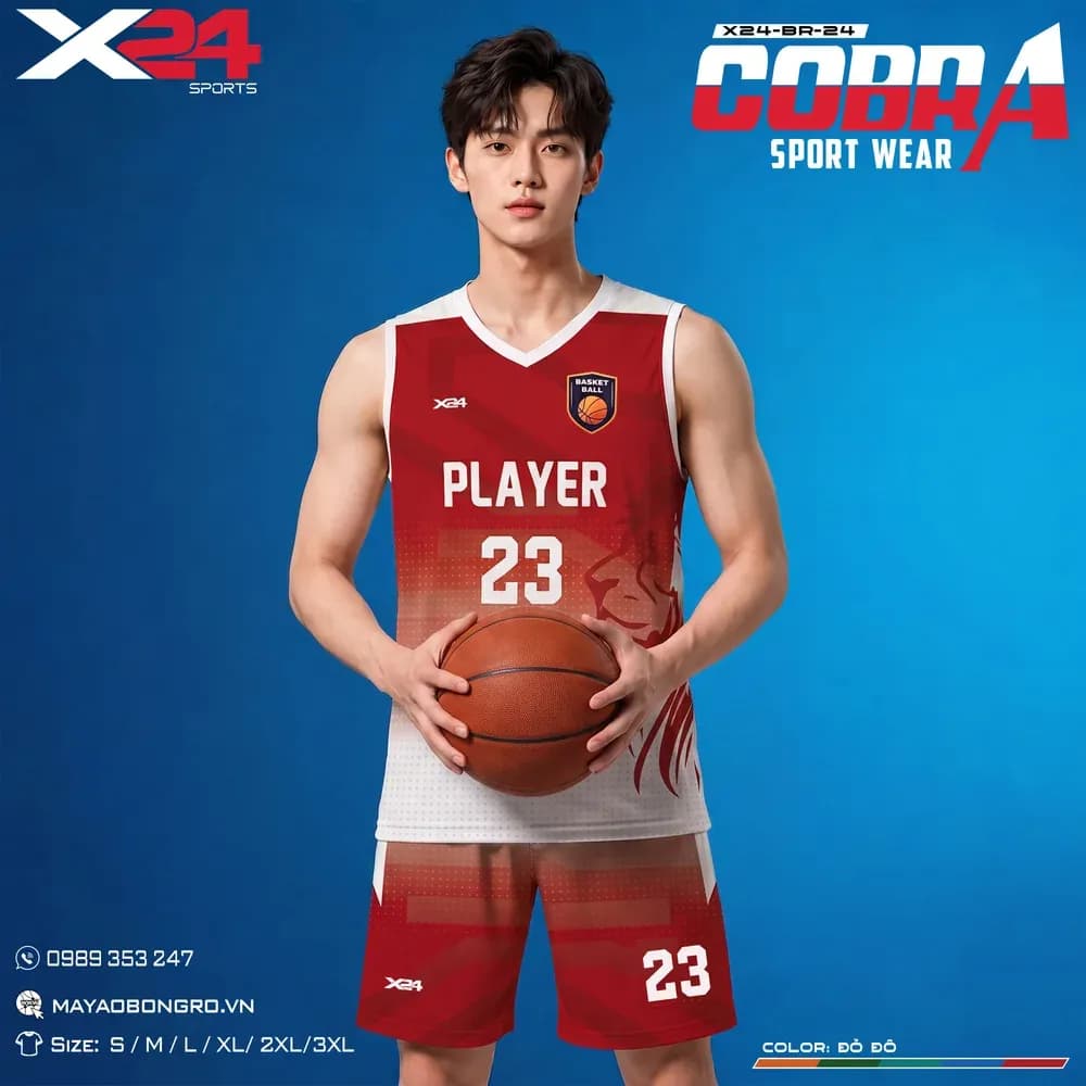 Mẫu áo bóng rổ X24-BR-24 màu Đỏ đô tại X24 Sport