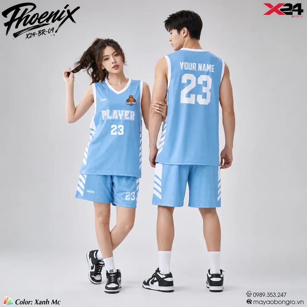 Mẫu áo bóng rổ mẫu thiết kế riêng màu Xanh dương tại X24 Sport