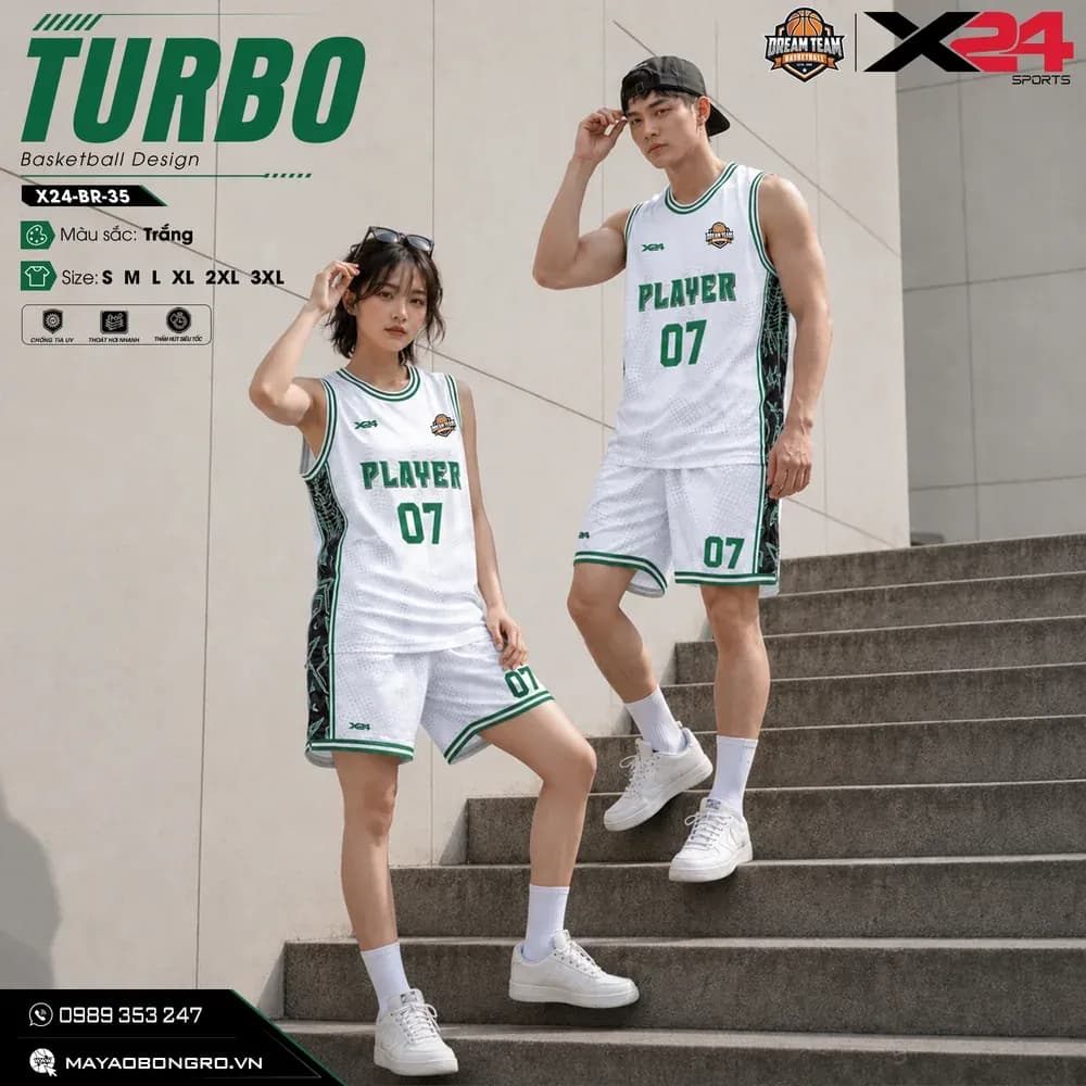 Mẫu áo bóng rổ mẫu thiết kế riêng màu Trắng tại X24 Sport