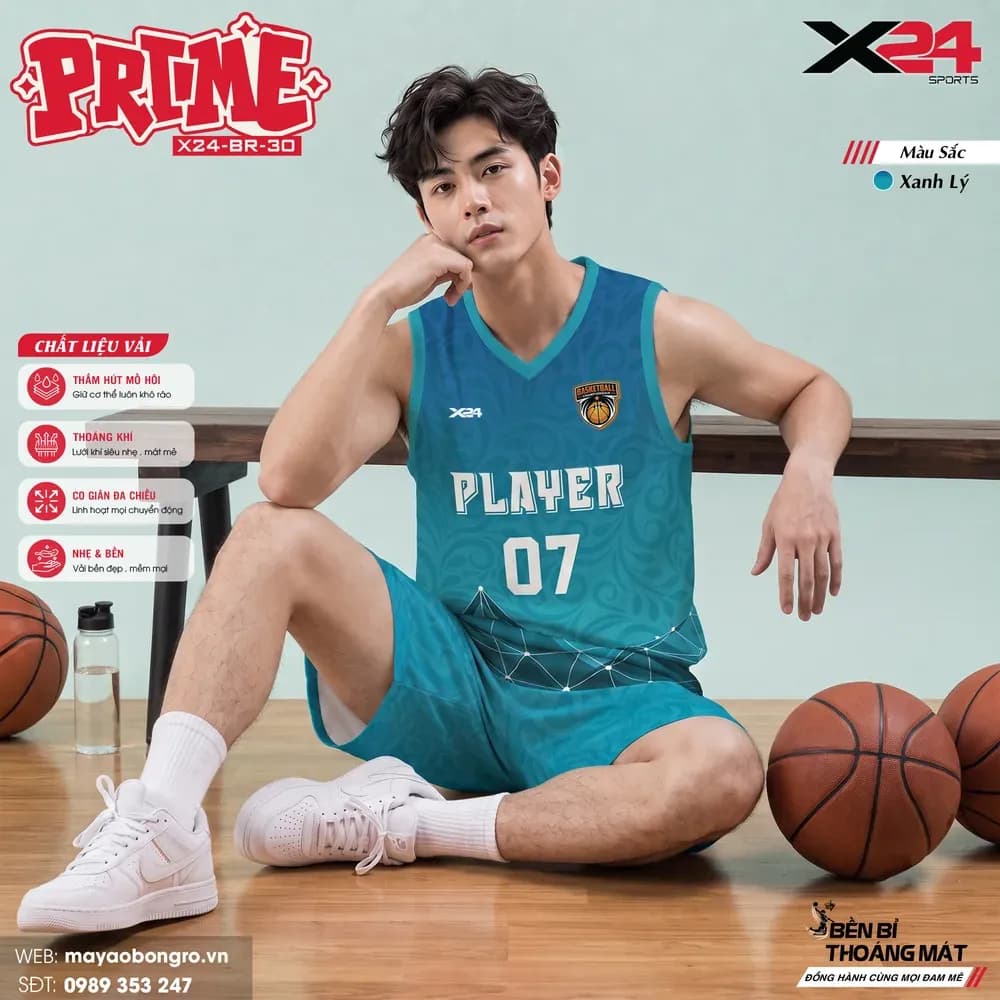Mẫu áo bóng rổ mẫu thiết kế riêng màu Xanh lá tại X24 Sport