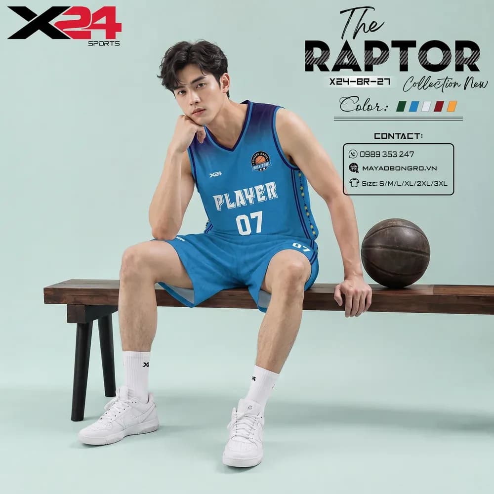 Mẫu áo bóng rổ mẫu thiết kế riêng màu Xanh bích tại X24 Sport