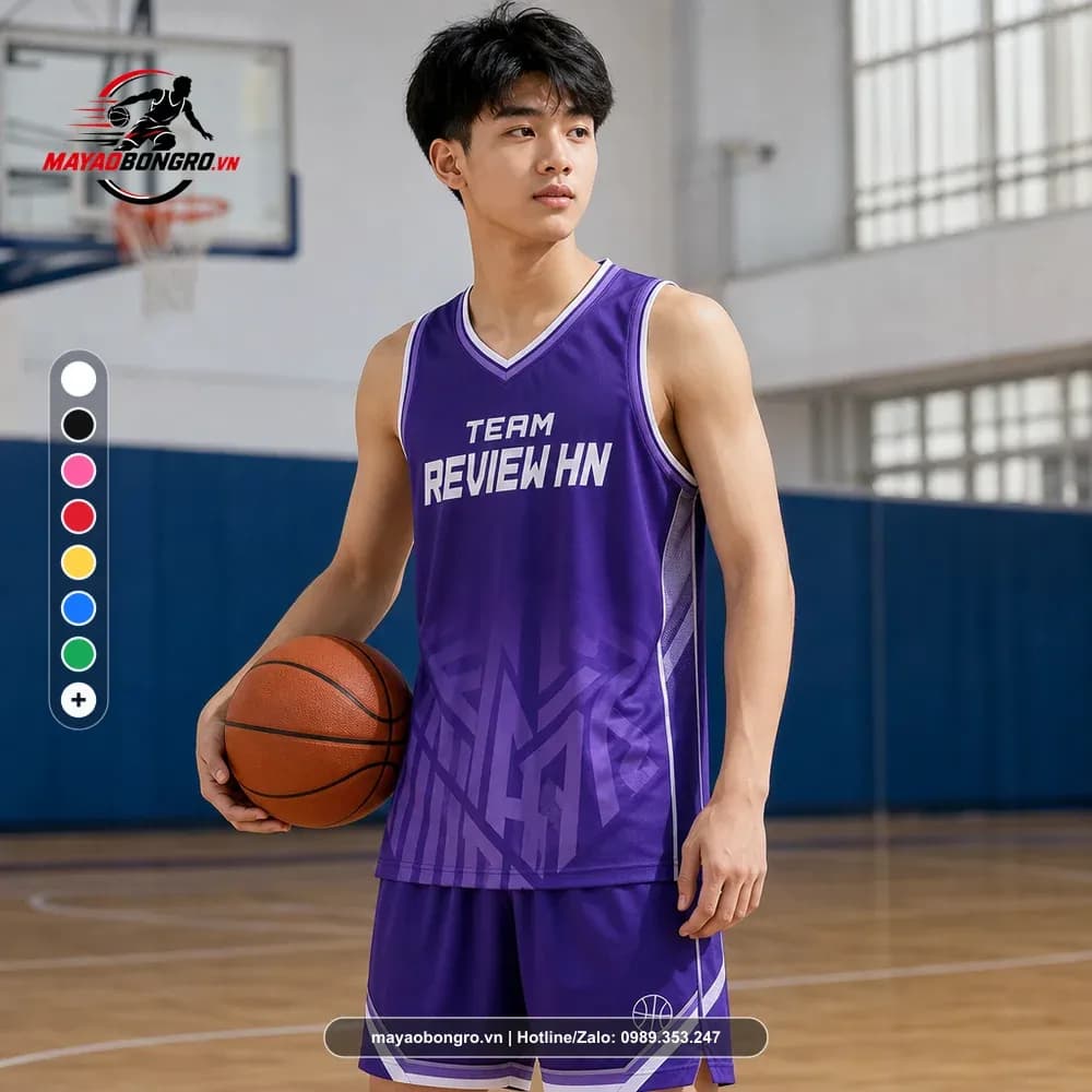 Bộ Quần Áo Bóng Rổ Team Review HN Tím X24-BR-018 – Mã X24-SRC-BR-1516