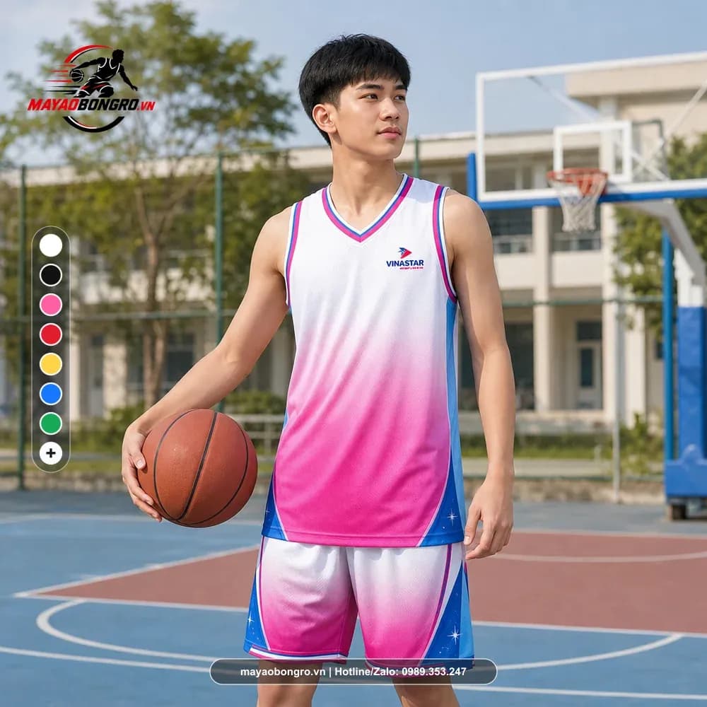 Bộ Quần Áo Bóng Rổ VINASTAR Hồng Xanh X24-BR-019 – Mã X24-SRC-BR-1517