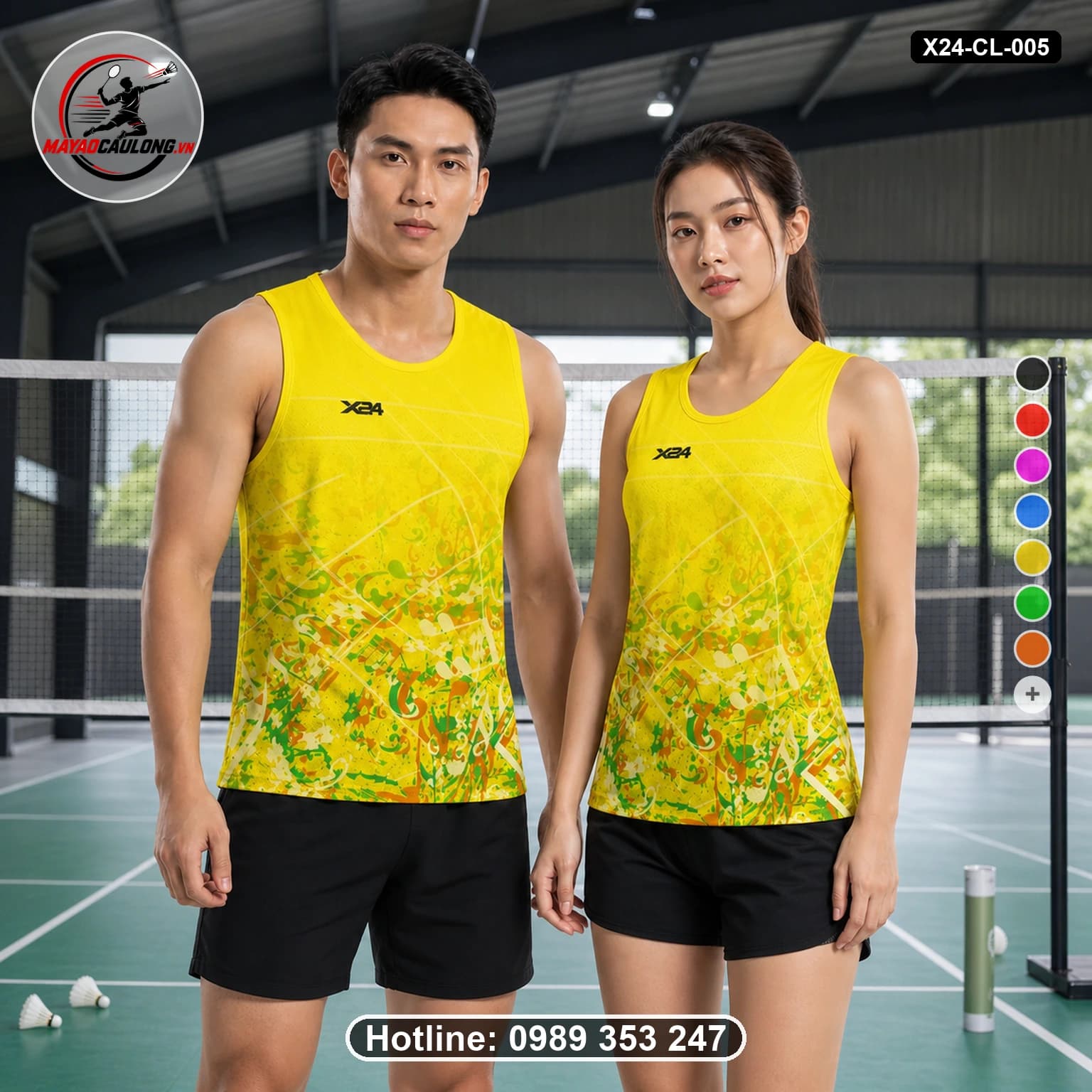 Áo Cầu Lông Đặt May X24-CL-005 Vàng Xanh