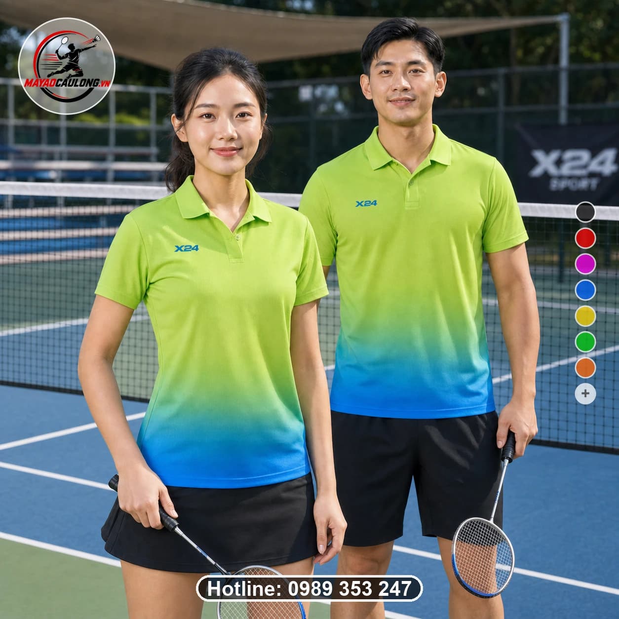 Áo Cầu Lông Đặt May X24-CL-006 Gradient Xanh Lá Xanh Dương - gradient xanh lá chanh xanh dương - ảnh sản phẩm