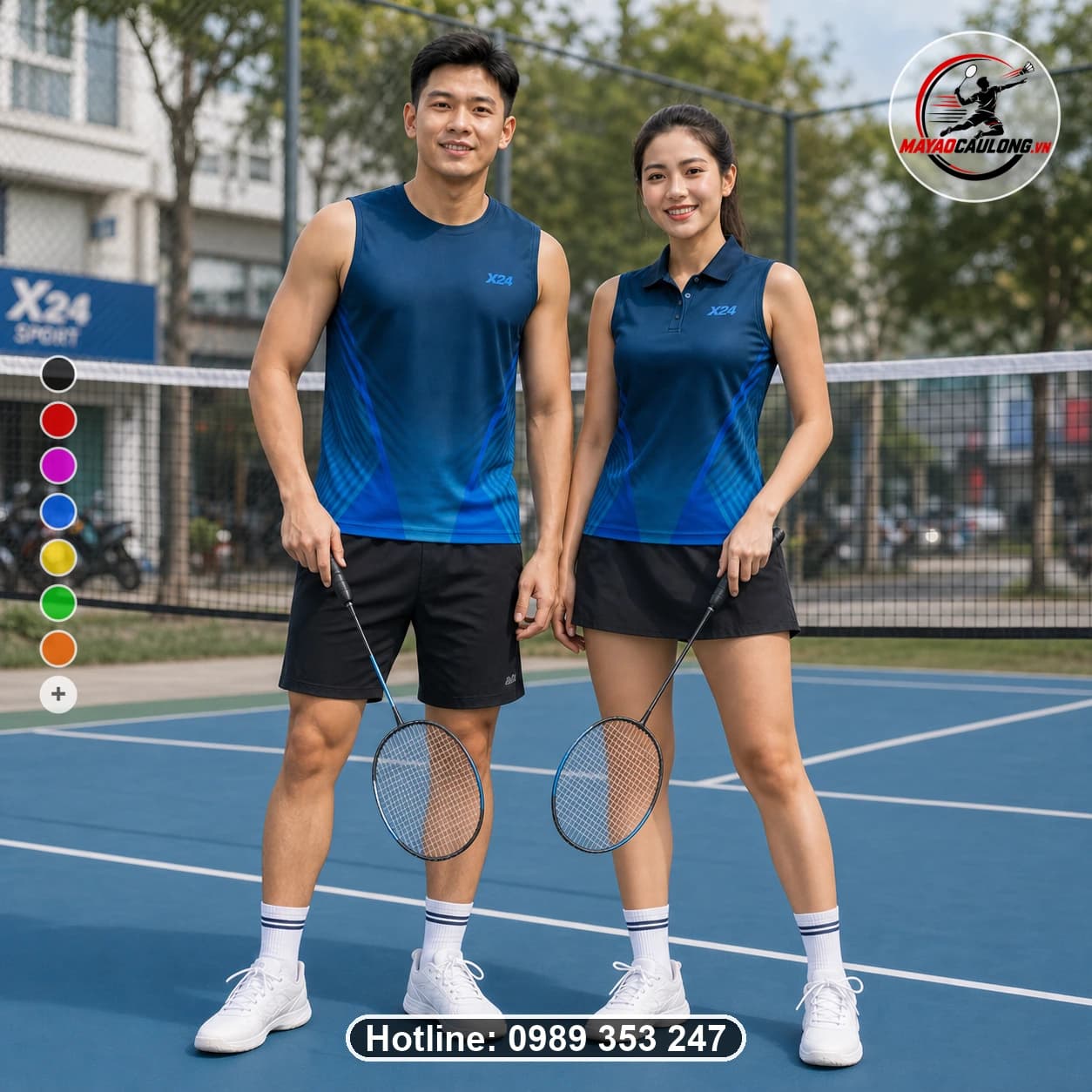 Áo Cầu Lông Đặt May X24-CL-007 Gradient Xanh Navy Xanh Dương - gradient xanh navy xanh dương - ảnh sản phẩm