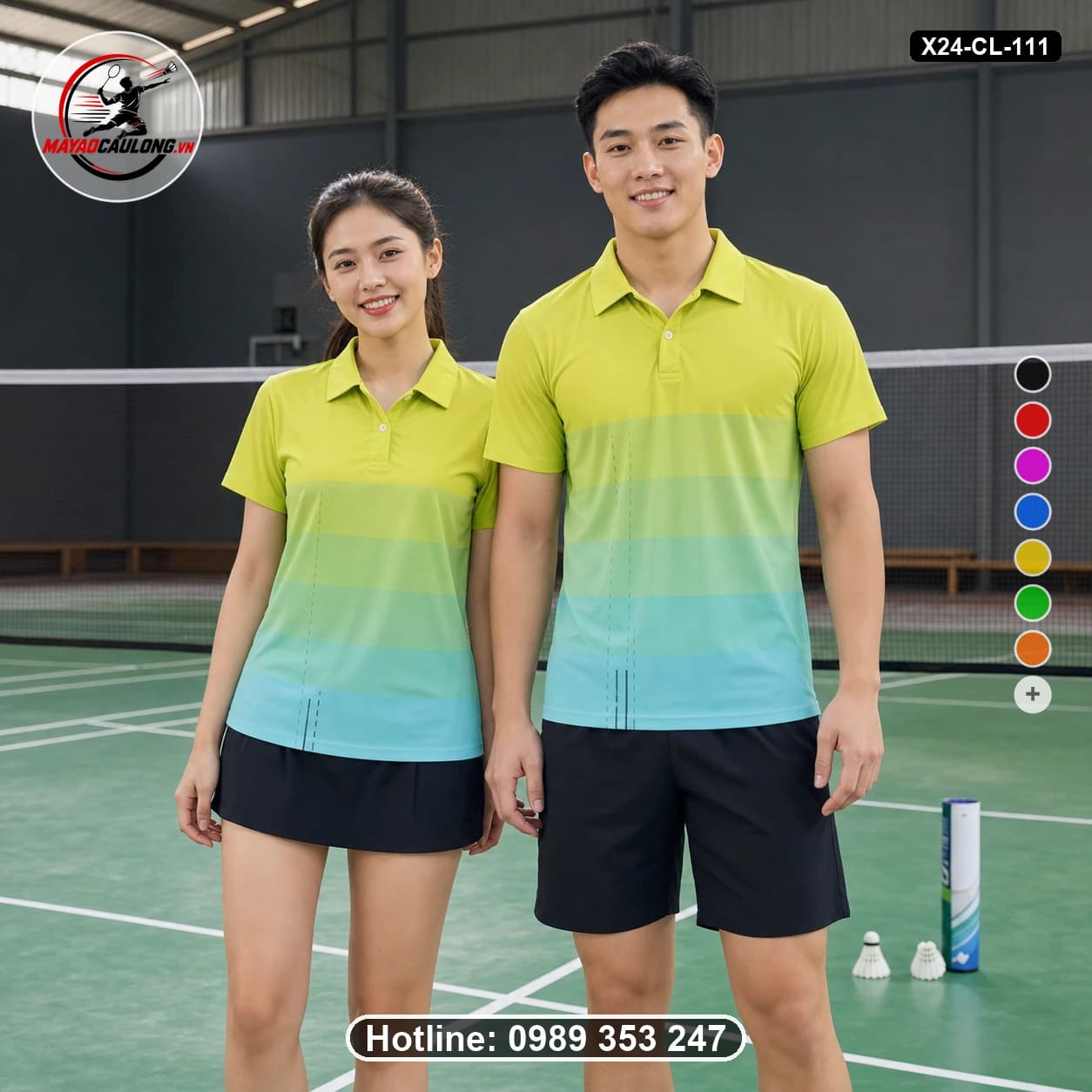 Áo cầu lông đặt may X24-CL-111 xanh chuối, xanh mint, xanh aqua áo có cổ, tay ngắn - ảnh sản phẩm 1