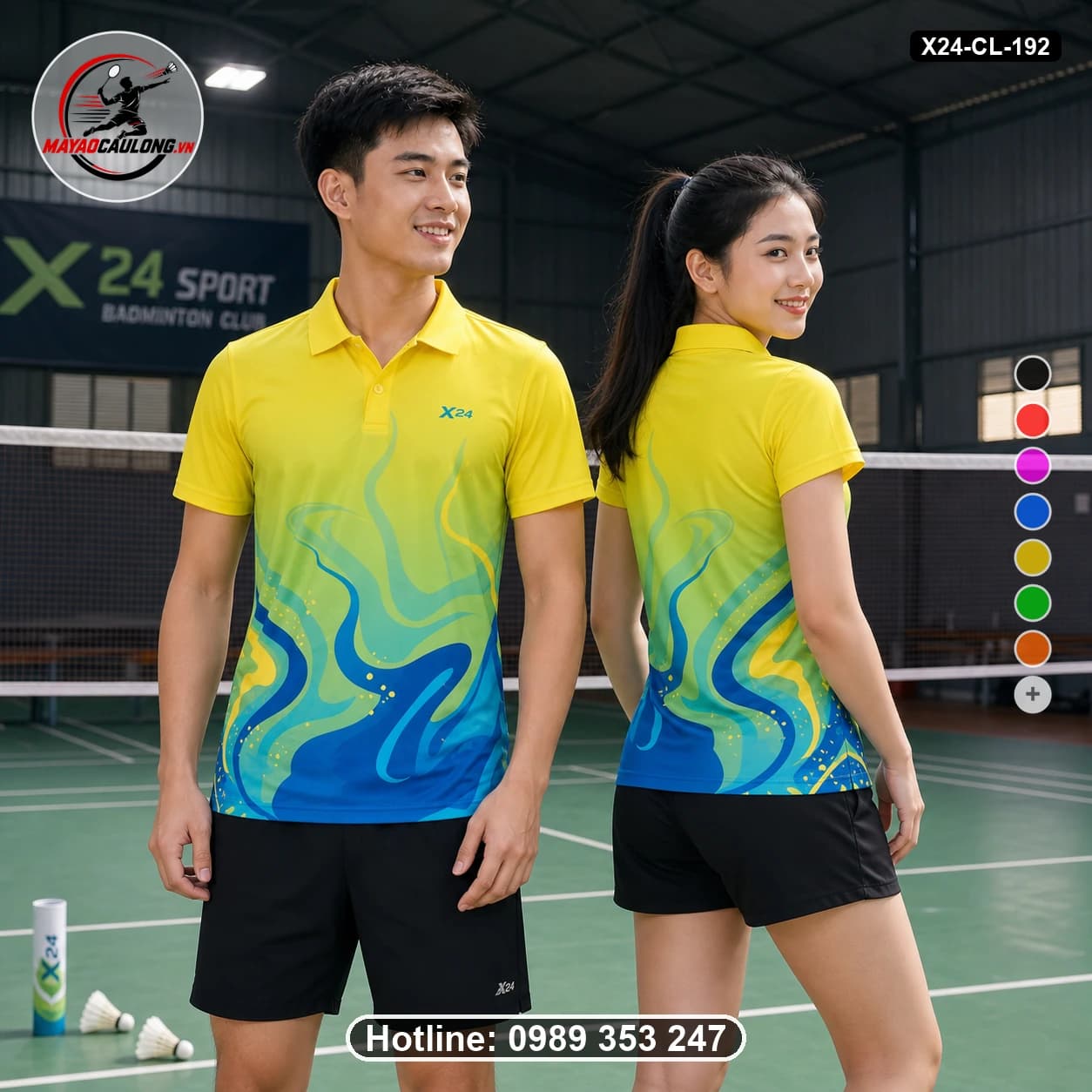 Áo cầu lông đặt may X24-CL-192 vàng, xanh lá, xanh dương áo có cổ, tay ngắn - ảnh sản phẩm 1