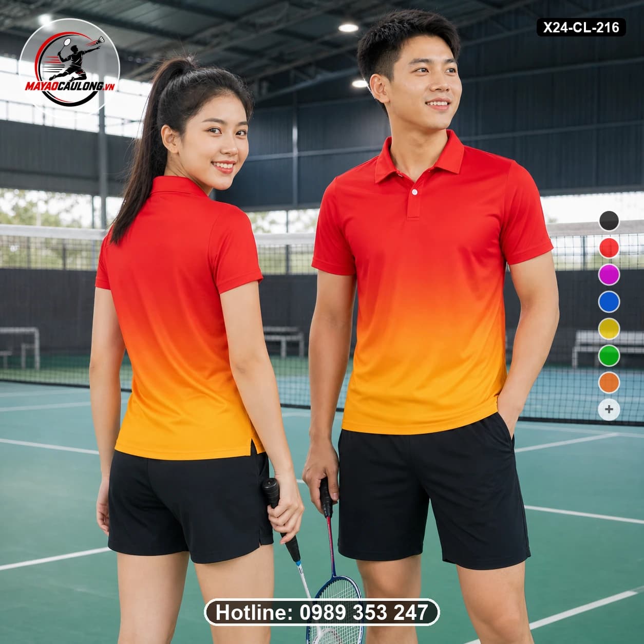 Áo cầu lông đặt may X24-CL-216 vàng áo có cổ, tay ngắn - ảnh sản phẩm 1