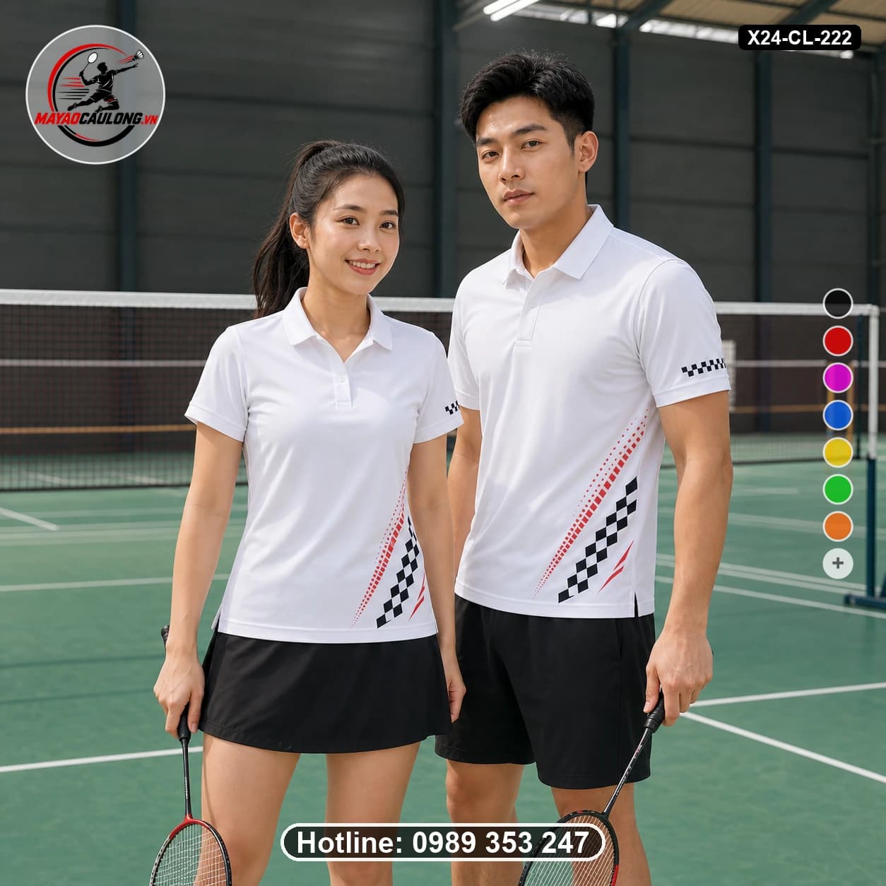 Áo cầu lông đặt may X24-CL-222 đỏ áo có cổ, tay ngắn - ảnh sản phẩm 1