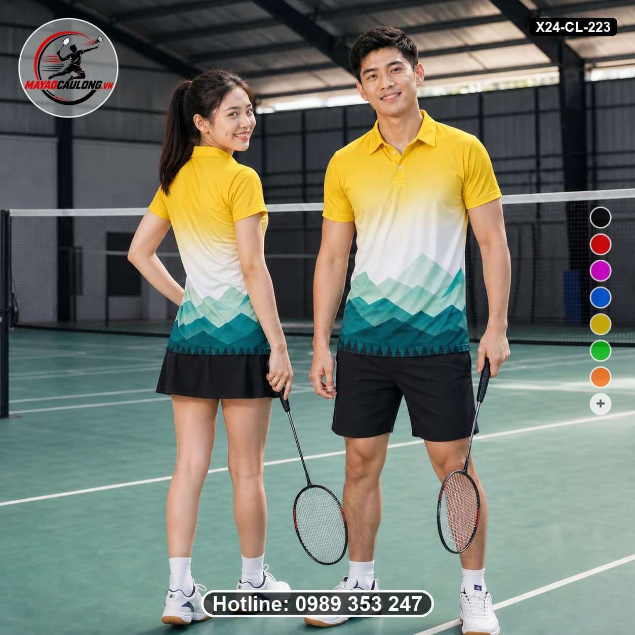 Áo cầu lông đặt may X24-CL-223 xanh teal áo có cổ, tay ngắn - ảnh sản phẩm 1