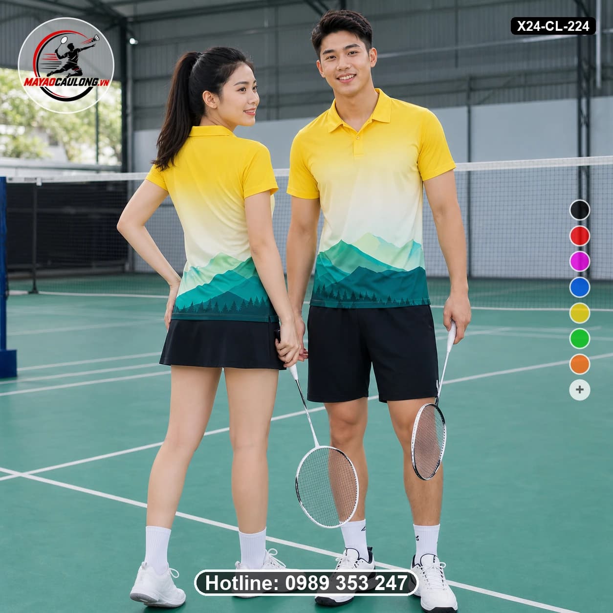 Áo cầu lông đặt may X24-CL-224 xanh teal áo có cổ, tay ngắn - ảnh sản phẩm 1