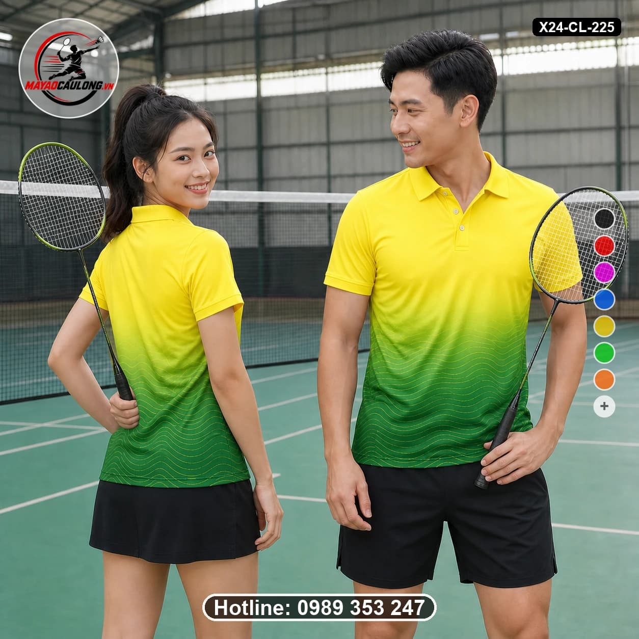 Áo cầu lông đặt may X24-CL-225 xanh lá áo có cổ, tay ngắn - ảnh sản phẩm 1