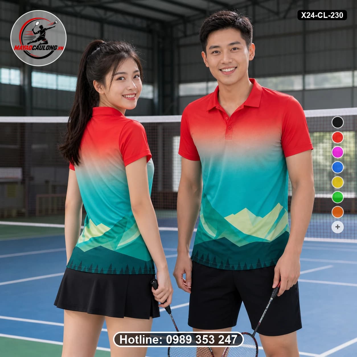 Áo cầu lông đặt may X24-CL-230 xanh teal áo có cổ, tay ngắn - ảnh sản phẩm 1