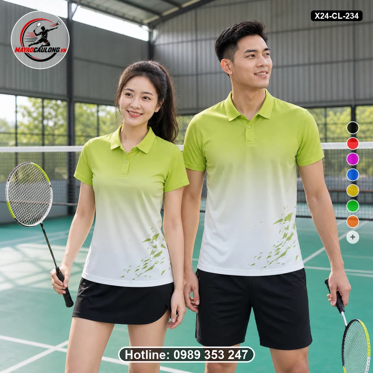 Áo cầu lông đặt may X24-CL-234 trắng áo có cổ, tay ngắn - ảnh sản phẩm 1