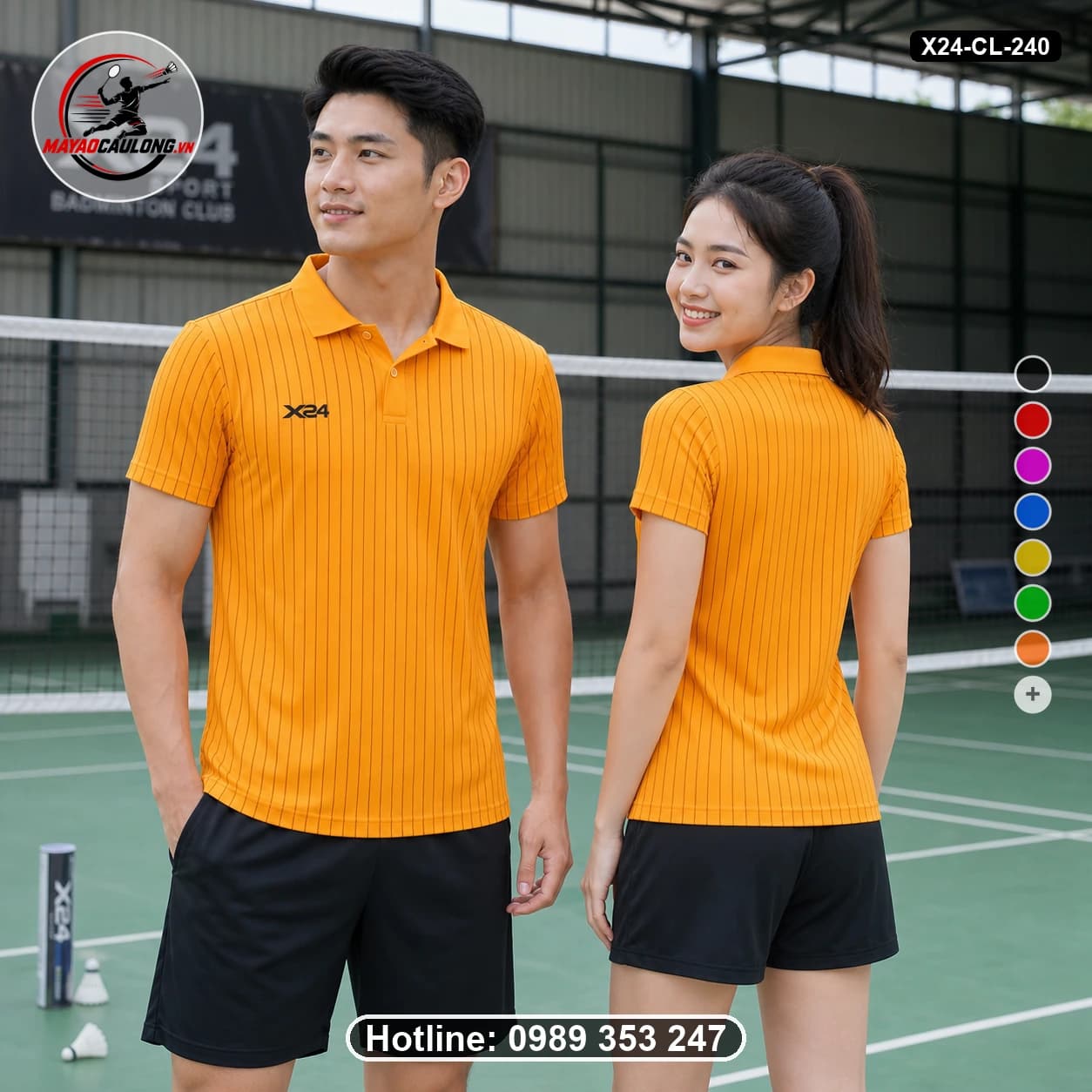 Áo cầu lông đặt may X24-CL-240 tangerine-orange, burnt-orange áo có cổ, tay ngắn - ảnh sản phẩm 1