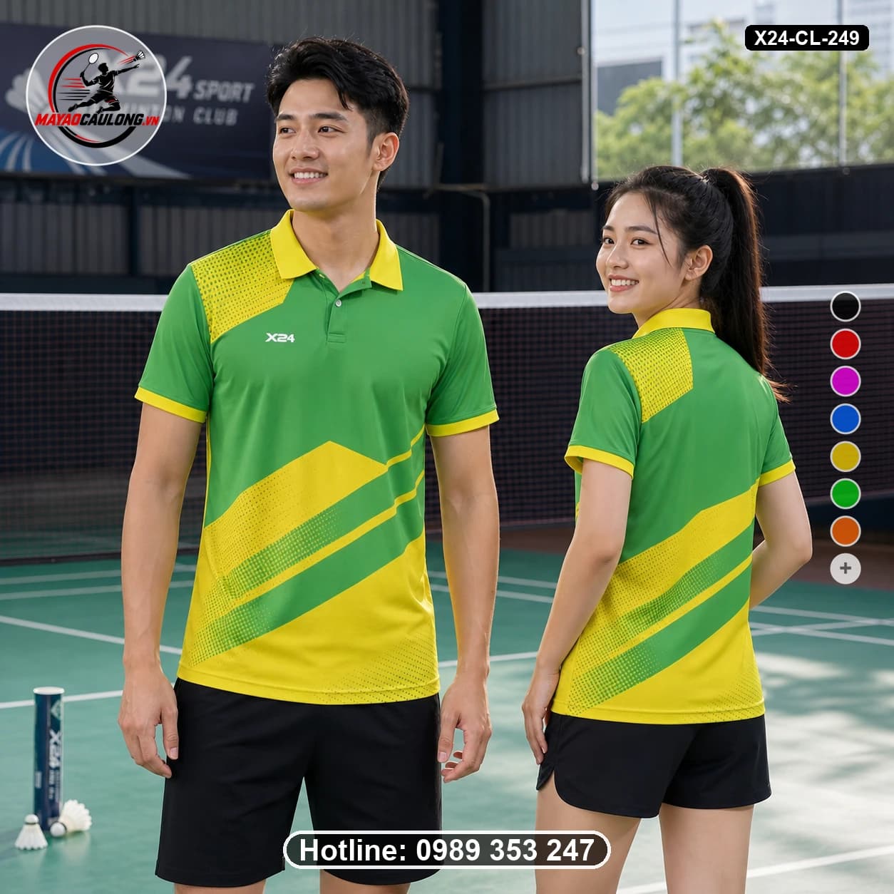 Áo cầu lông đặt may X24-CL-249 grass-green, lemon-yellow áo có cổ, tay ngắn - ảnh sản phẩm 1