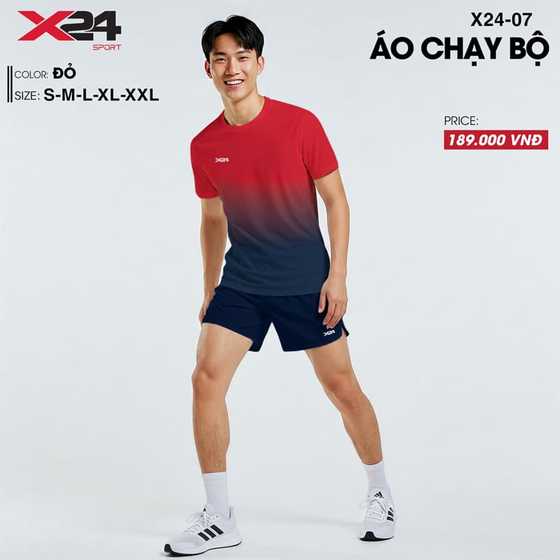 Áo chạy bộ nam màu ombre đỏ – xanh navy – Mã X24-SRC-CB-2854