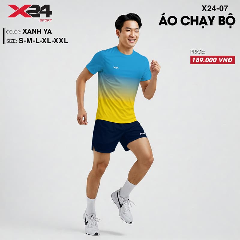 Áo chạy bộ màu xanh YA chuyển màu thời trang