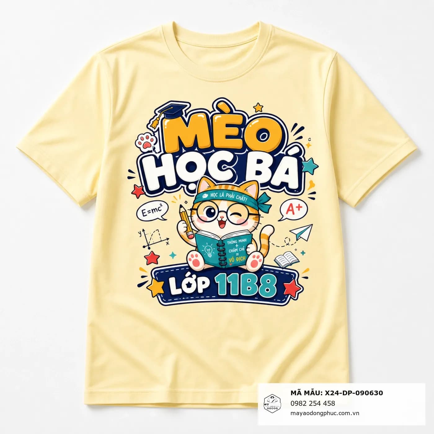 Áo lớp Mèo Học Bá 11B8 – Mã X24-DP-090630