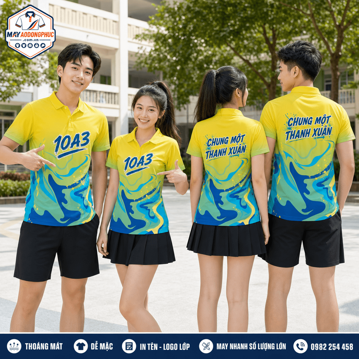 Áo lớp polo vàng xanh thiết kế riêng – Mã X24-DP-20145742