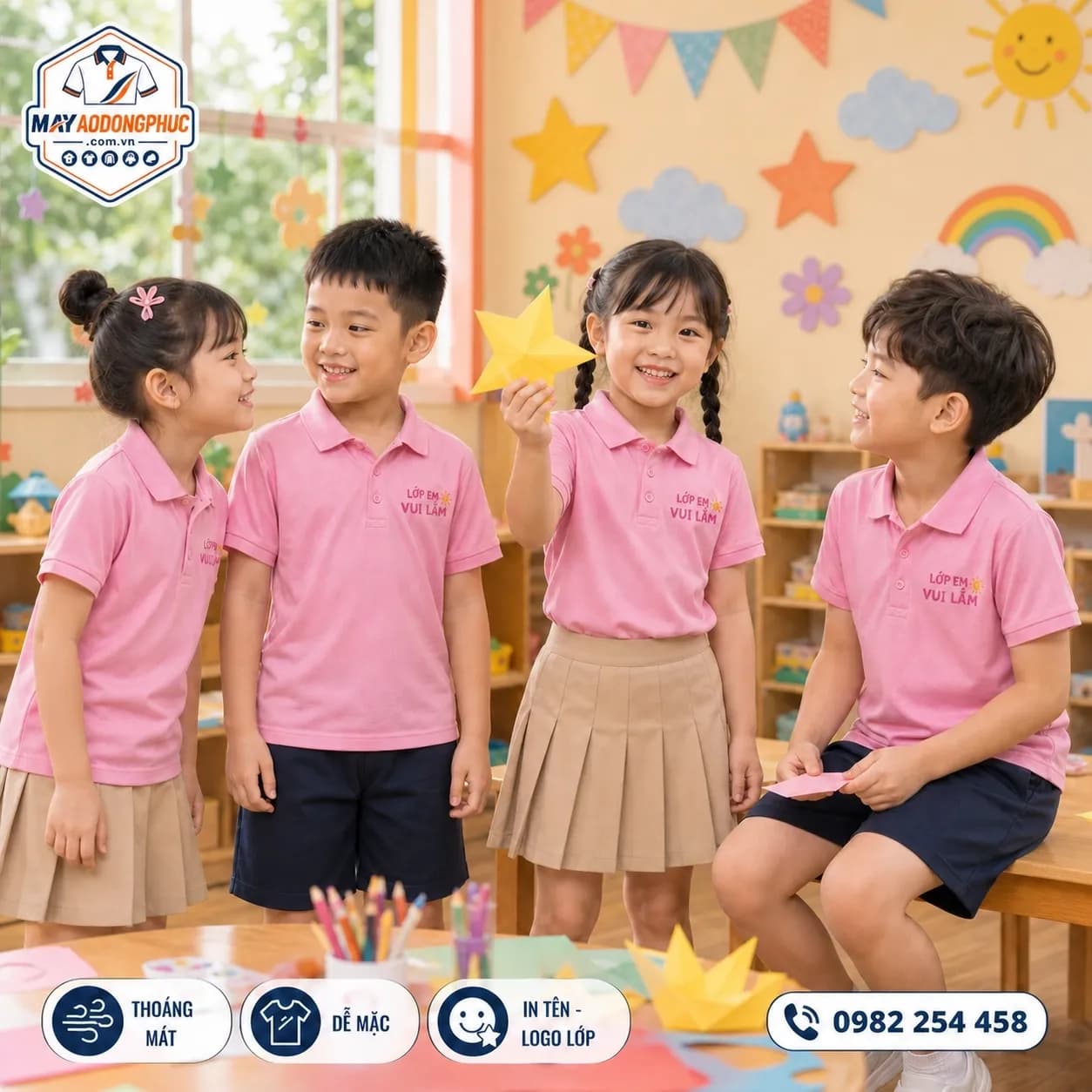 Đồng phục trẻ em hồng mẫu 486