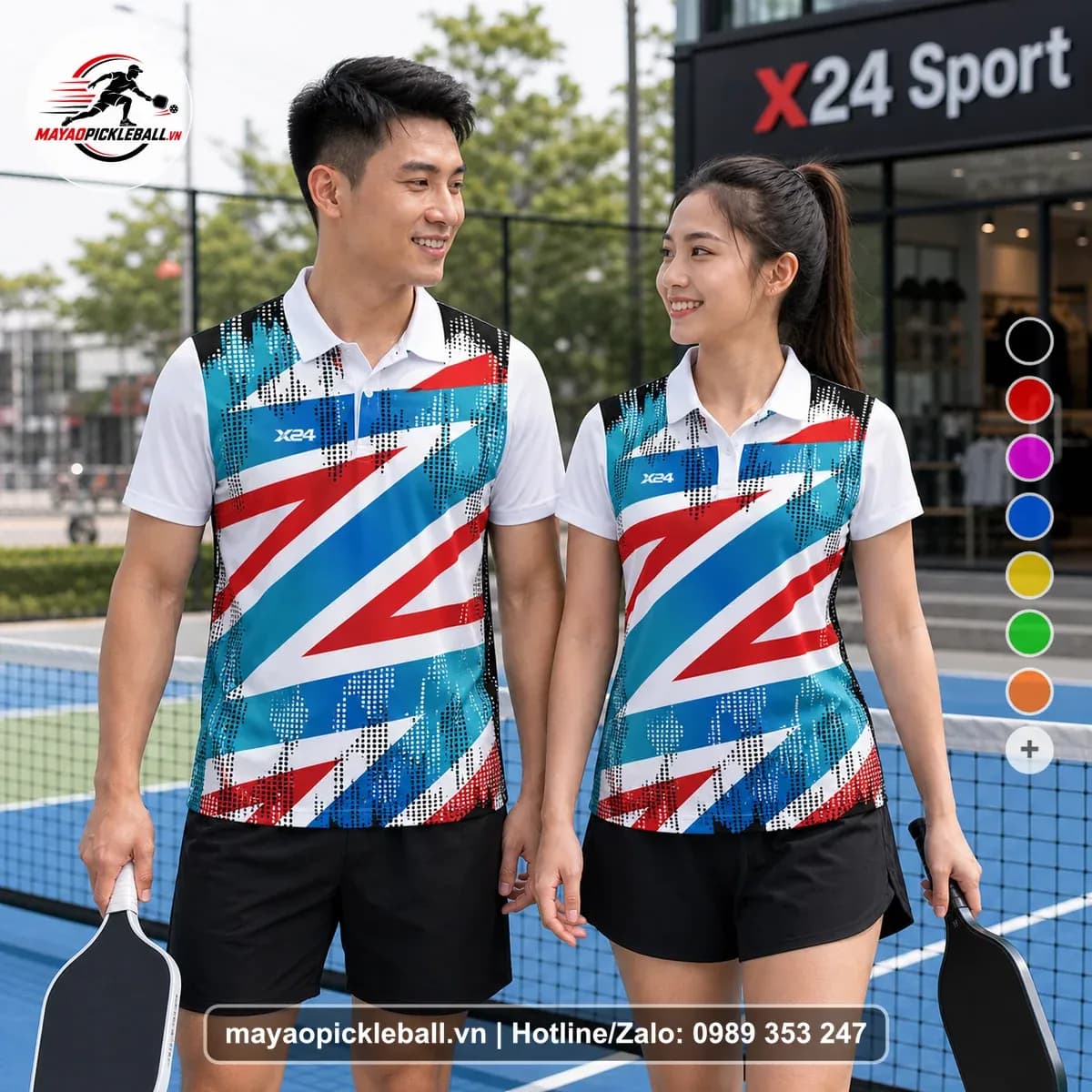 Bộ Quần Áo Pickleball X24-PB-050 Trắng Xanh Năng Động