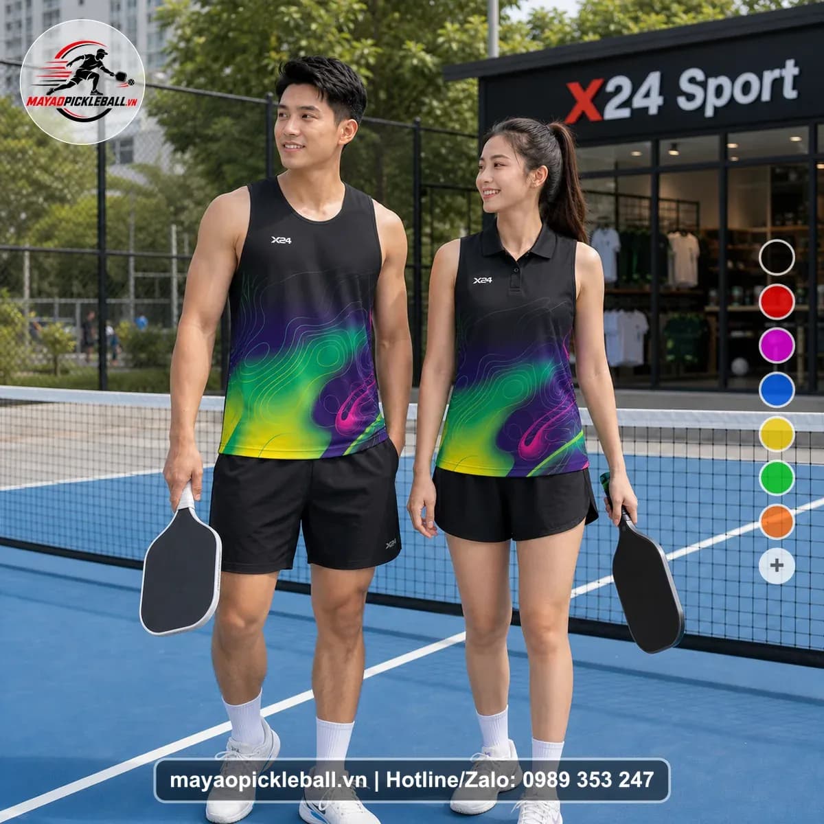 Bộ Quần Áo Pickleball X24-PB-052 Đen Năng Động