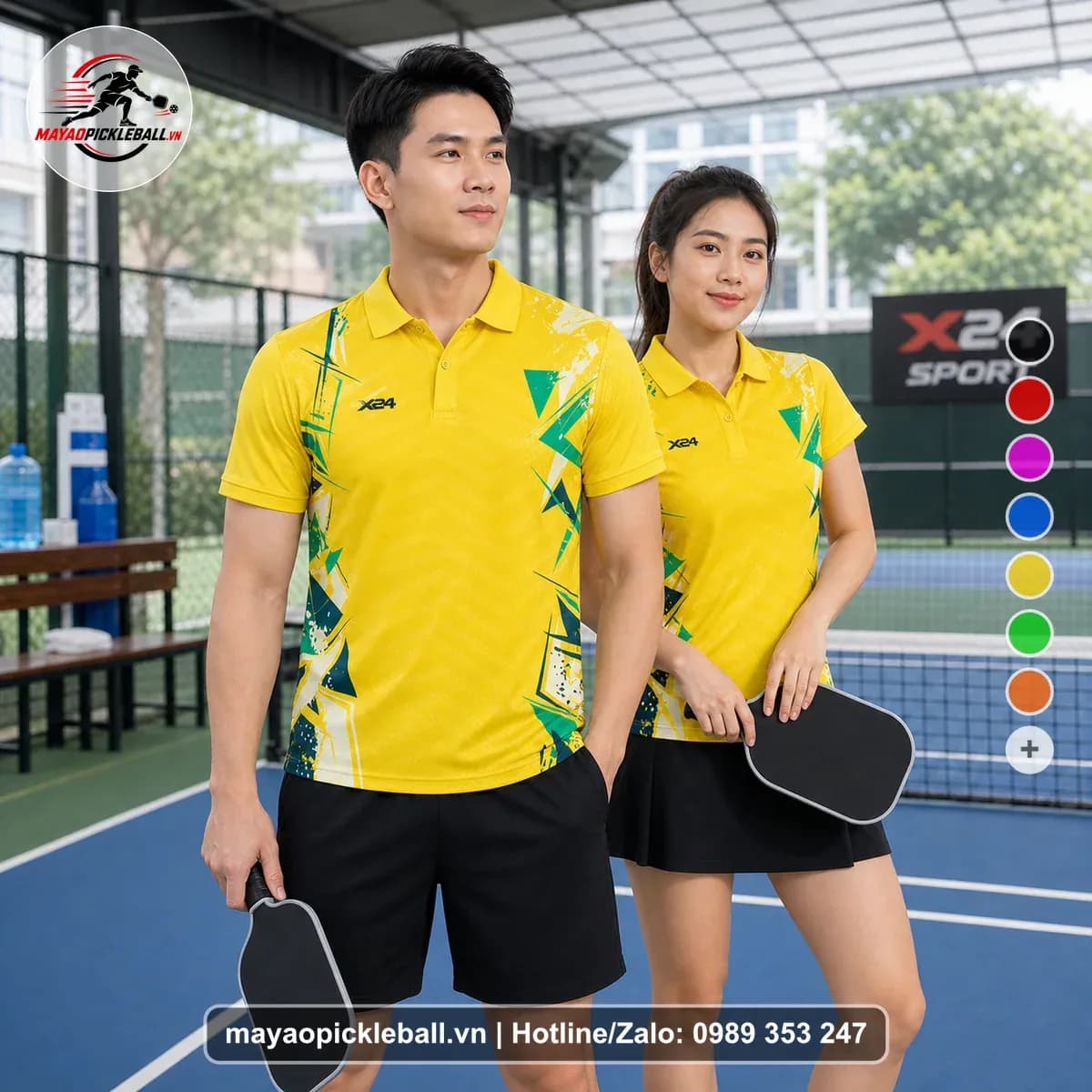 Bộ Quần Áo Pickleball X24-PB-051 Vàng Xanh Lá Xanh Đậm Năng Động