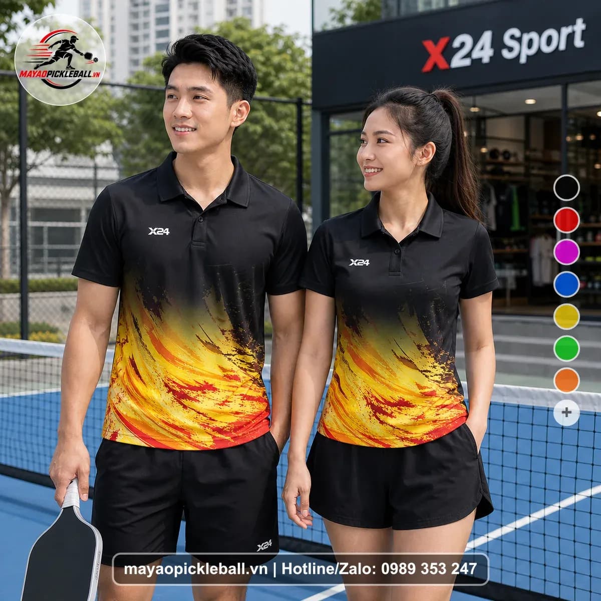Bộ Quần Áo Pickleball X24-PB-055 Đen Năng Động