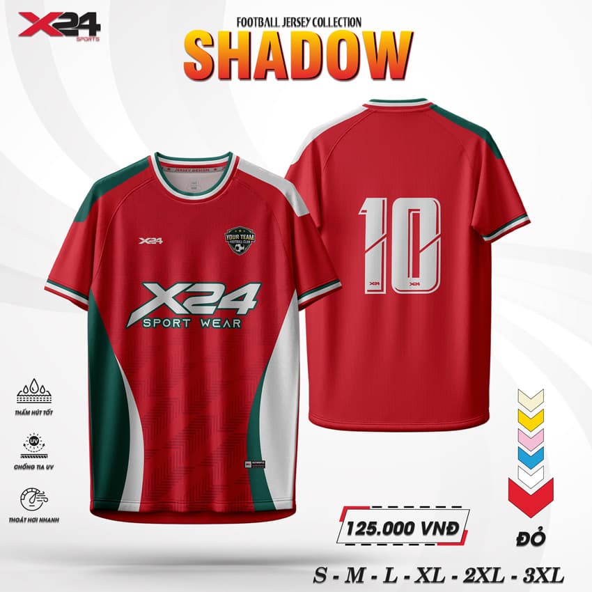 Áo đá bóng SHADOW đỏ – Mạnh mẽ và tiện dụng cho dân đá phủi