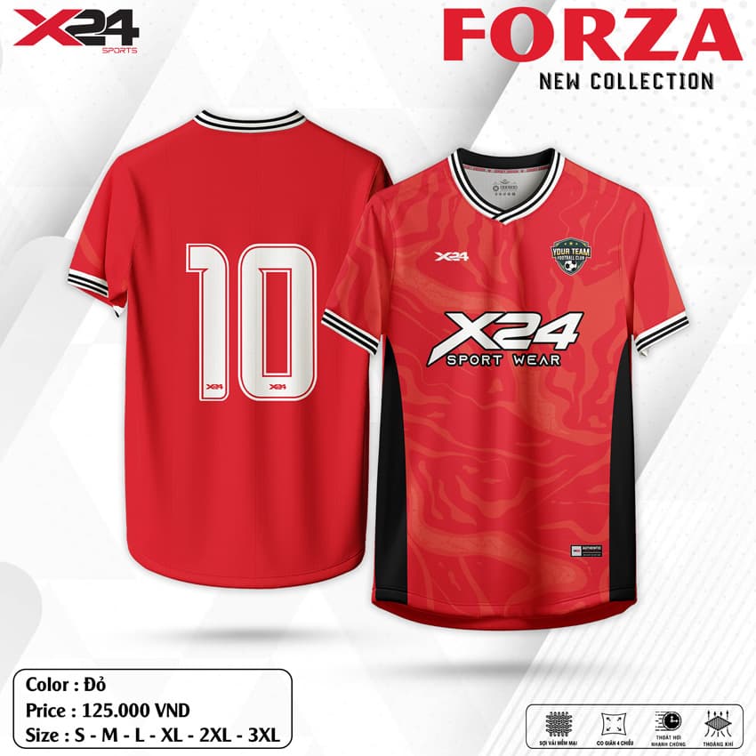 Áo Bóng Đá FORZA Đỏ Đam Mê – X24 Sports