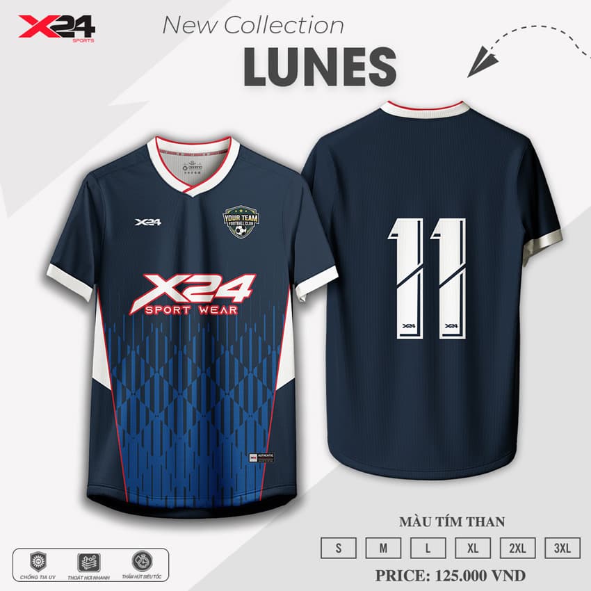 Áo thể thao LUNES – Tím than mạnh mẽ và đậm chất thể thao
