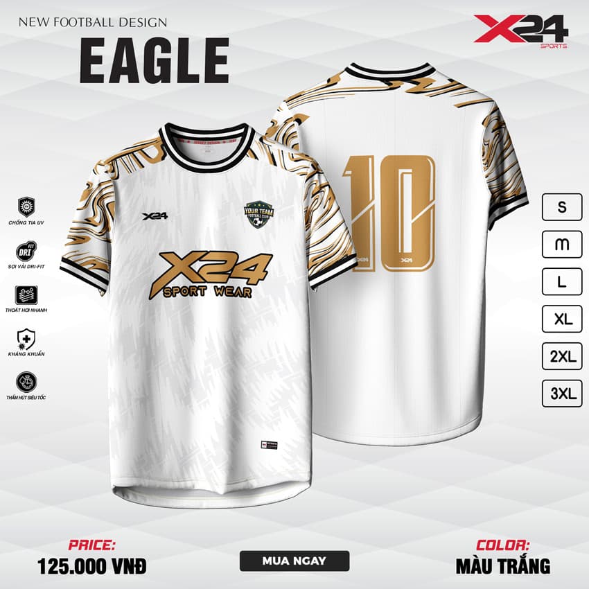 Áo bóng đá EAGLE trắng – Đại bàng mạnh mẽ trên sân cỏ
